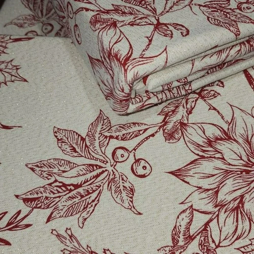 Rachel Ashwell The Farmhouse Floral Tablecloth 60x84 Oblong Ivory Burgundy Gold